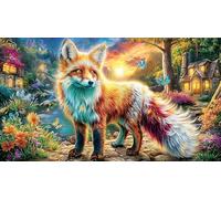 Celestial-Fox-with-Flame-Wings 1000 pezzi Puzzle per adulti e bambini di 12 anni in su Carta riciclata Gioco familiare divertente & stimolante per decorazione murale 38x52/1000 pezzi