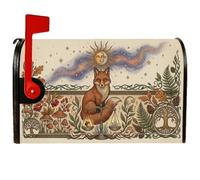 Celestial Foxes Woodland Art - Copertura magnetica per cassetta postale | Sole e luna celesti, copertura per cassetta delle lettere, bilancia mistica dell'equilibrio, flora e funghi forestali