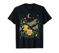 Celestial Goblincore Moth Moon Phases Botanical Wildflowers Maglietta