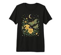 Celestial Goblincore Moth Moon Phases Botanical Wildflowers Maglietta Premium