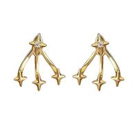 Celestial Gold Star Climber orecchini con zirconi cubici - Gioielli pendenti per adulti