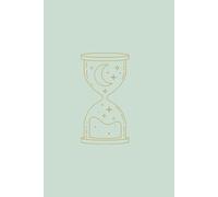Celestial Journal - 120 Page Lined Notebook, Light Green Cover with Hourglass, Crescent Moon & Stars