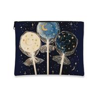 Celestial Lollipop - Trousse da viaggio per cosmetici, da donna, portatile, piccola, in tela, con cerniera, idea regalo per festival, per la cura della pelle, Navy, 7x9 Inch