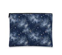 Celestial Makeup Bag, elegante blu navy Starry Cosmetic Travel Pouch per le donne, Portable Canvas Zipper Organizer, Winter Skincare Toiletry Bag, Marina Militare, 7x9 Inch, Stelle