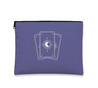 Celestial Makeup Bag, Mystic Moon and Stars Print Cosmetic Travel Pouch for Women Portable Small Canvas Zipper Organizer, regalo per gli amanti dell'astrologia, Viola, 7x9 Inch, Luna e Stelle