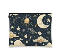 Celestial Makeup Bag, Navy Stars Vintage Cosmetic Travel Bags per le donne, Portatile Piccolo Sacchetto di Tela Cerniera Sacchetto Regalo Festival Skincare Borsa Organizzatore, Navy, 7x9 Inch, Stelle
