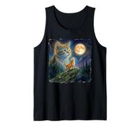 Celestial Moon Cat Ginger Kitten Night Sky Art Canotta