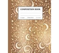 Celestial Moon Journal for Women: Golden Vintage Notebook with Gold Star & Crescent Moon Design | College Ruled Writing Book for Journaling & Notes