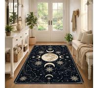 Celestial Moon Phase Citazione Mistico Area Tappeto 3' X 5' | Motivo celeste con fasi lunari, tema notte stellata, estetica cosmica, decorazione mistica per la casa