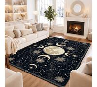 Celestial Moon Phase Citazione Mistico Area Tappeto 5' X 7' | Motivo celeste con fasi lunari, tema notte stellata, estetica cosmica, decorazione mistica per la casa