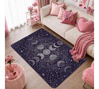 Celestial Moon Phases Astrologia Citazione Bohemian Area Tappeto 4' X 6' | Mappa stellare celeste, illustrazione del ciclo lunare, arte astronomica mistica, accenti domestici spirituali