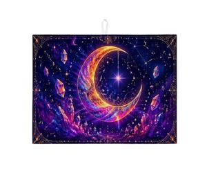 Celestial Moon - Tappetino scolapiatti per bancone della cucina, tappetino assorbente per scolapiatti cosmico, in microfibra, motivo galassia mistica, 45,7 x 61 cm