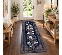 Celestial Morning Glory Moon Bohemian Runner Tappeto 2x5 | Tappeto runner per corridoio, motivo luna celeste, dettagli botanici lavanda, estetica bohémien, atmosfera serena