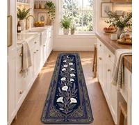 Celestial Morning Glory Moon Bohemian Runner Tappeto 2x6 | Tappeto runner per corridoio, motivo luna celeste, dettagli botanici lavanda, estetica bohémien, atmosfera serena