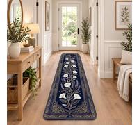 Celestial Morning Glory Moon Bohemian Runner Tappeto 2x8 | Tappeto runner per corridoio, motivo luna celeste, dettagli botanici lavanda, estetica bohémien, atmosfera serena
