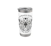 Celestial Moth Always Find The Light Occult Botanical Bicchiere termico in acciaio inox doppia parete