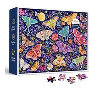 Celestial Moth Garden - Puzzle da 500 pezzi per adulti, acquerello cielo notturno puzzle con falene lunari colorate, fiori di campo, luna, stelle e arte naturale ad alto contrasto, dimensioni finite