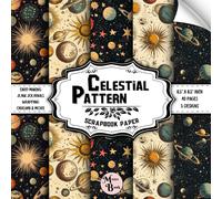 Celestial Pattern Scrapbook Paper: Double Sided Sheets | Space Theme for Card Making, Junk Journals, Origami, and Various DIY Craft Projects | 8.5" x 8.5" (21.59 x 21.59 cm)