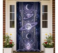 Celestial Planetary Circuit Design Planets Copritorte 91,4 x 182,9 cm | Fasi lunari celesti, striscione per porta d'ingresso, modelli di circuiti intricati, stile cosmico futuristico