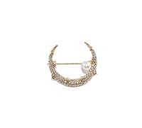 Celestial Serenity: spilla smaltata a forma di luna crescente con cristalli di strass e perle di ROFARSO Spilla Pins, lega di acciaio, strass e perle finte, Lega di acciaio, Strass cristallo perle