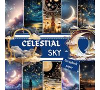 CELESTIAL SKY SCRAPBOOK PAPER: This is a double sided craft paper, used in DIY junk journals, EPHEMERA,ORIGAMI, DECOUPAGE, MIXED MEDIA ART, Collage