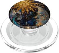 Celestial Stained Glass Sun and Moon Cosmic Fantasy Opera d'arte PopSockets PopGrip per MagSafe