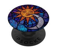 Celestial Stained Glass Sun Moon Cosmic Night Sky Opera d'arte PopSockets PopGrip Adesivo