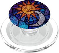 Celestial Stained Glass Sun Moon Cosmic Night Sky Opera d'arte PopSockets PopGrip per MagSafe
