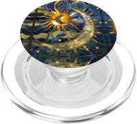 Celestial Sun Moon Star Stained Glass Effect Art Stain Glass PopSockets PopGrip per MagSafe