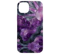 Celestial Sun Moon Stars Stained Art Effect Stain Art Purple Custodia per iPhone 14 Plus