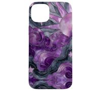 Celestial Sun Moon Stars Stained Art Effect Stain Art Purple Custodia per iPhone 15 Plus