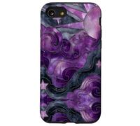 Celestial Sun Moon Stars Stained Art Effect Stain Art Purple Custodia per iPhone SE (2020) / 7 / 8