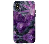 Celestial Sun Moon Stars Stained Art Effect Stain Art Purple Custodia per iPhone X/XS