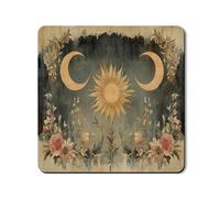 Celestial - Tappetino protettivo per lavatrice e asciugatrice, vintage, motivo floreale con sole e luna, in gomma rustica, antiscivolo, impermeabile, per lavanderia, 61 x 61 cm