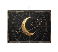 Celestial - Tappetino scolapiatti per bancone della cucina, tappetino assorbente per scolapiatti con luna dorata, moderno, in microfibra, 45,7 x 61 cm