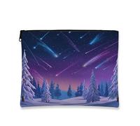 Celestial - Trousse da viaggio invernale con stelle cadenti da donna, piccola borsa portatile in tela con cerniera, borsa da toilette per la cura della pelle delle vacanze, Blu, 7x9 Inch, Cosmetici