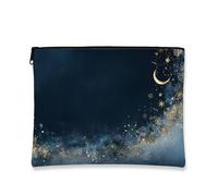 Celestial - Trousse da viaggio per cosmetici, con stelle e luna, da donna, portatile, piccola, in tela, con cerniera, per la cura della pelle notturna, Navy, 7x9 Inch, Stelle
