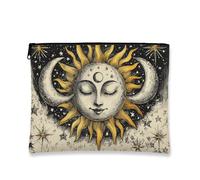 Celestial - Trousse per cosmetici, vintage, con sole, luna, stelle, da viaggio, per donne, organizer portatile in tela con cerniera, borsa da toilette regalo per le vacanze, Vintage, 7x9 Inch, Celeste