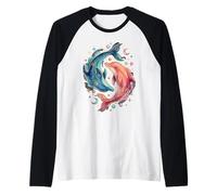 Celestial Watercolor Dolphin Animal Sea Life Maglia con Maniche Raglan