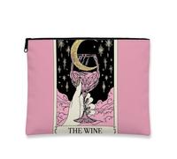 Celestial Wine Art - Trousse da viaggio artistica da donna, con cerniera, in tela, con cerniera, regalo per celebrazioni, per la cura della pelle, Pesca, 7x9 Inch