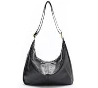 celestina Hobo Bags - Borsa a tracolla da donna, grande, in morbida pelle PU, con cerniera, nera, elegante per lavoro e viaggi, nero, Medium