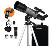 Celestron 22007 Travel Scope 60 DX Telescopio rifrattore portatile con adattatore smartphone -Per i principianti, ottica in vetro completamente rivestita, treppiede, zaino e accessori, Nero/Grigio