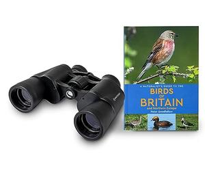 Celestron 73152 LandScout Kit birdwatching 8x40mm resistente all'acqua - Binocoli con impugnatura in gomma, lenti rivestite, vetro ottico K9, guida sugli uccelli di Gran Bretagna e Nord Europa, Nero