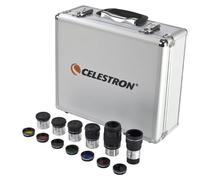 Celestron 94303 Kit di filtri e oculari da 3 cm Include 14 pezzi in una custodia in metallo rivestita di schiuma, argento