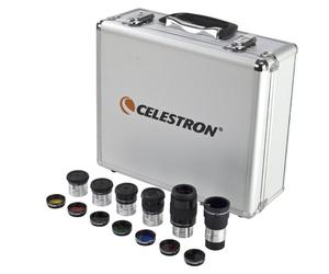 Celestron 94303 Kit di filtri e oculari da 3 cm - Include 14 pezzi in una custodia in metallo rivestita di schiuma, argento