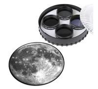 Celestron 94315 Kit filtro lunare - Compatibile con oculari per telescopio 1,25", include filtri Moon & Sky Glow, 3 x filtri a densità naturale, astuccio per trasporto, mappa della Luna, Nero