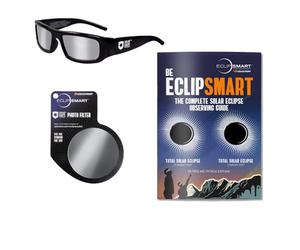 Celestron EclipSmart Kit osservazione/immagini eclissi solari 3 pezzi. Occhiali solari, filtro fotocamera, guida eclissi. Filtri conformi norme di sicurezza internazionali per l’osservazione solare