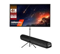 celexon Treppiede portatile, leggero e portatile, con asta telescopica regolabile in altezza, ultra leggero, 199 x 112 cm, 16:9-90"