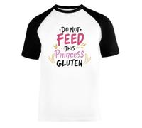 Celiac Disease. Do Not Feed This Princess Gluten Unisex Maglietta da Baseball A Maniche Corte Uomo Donna Bianca Nera