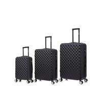 CELIMS - Set di 3 Valigie | Cabina 55 cm | Media 65 cm | Grande 75 cm | Lucchetto Integrato | 4 Ruote a 360° | Set di Valigie da 3 Pezzi | Rigide in ABS | Nero